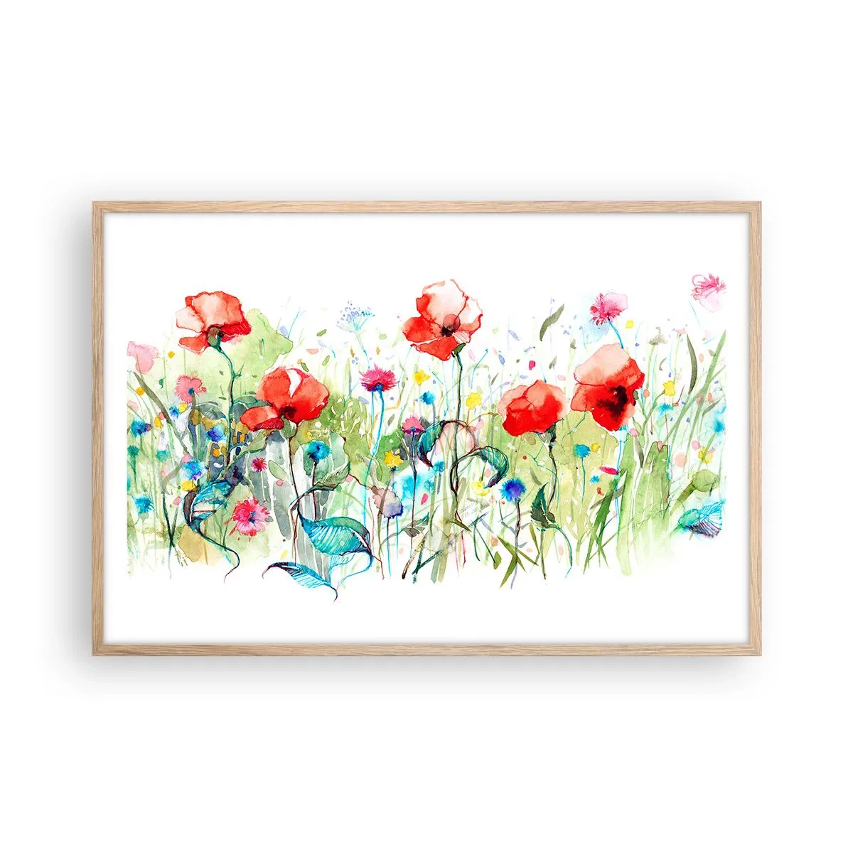 Plakat w ramie jasny dąb - Kwitnąca majem łąka - 91x61 cm