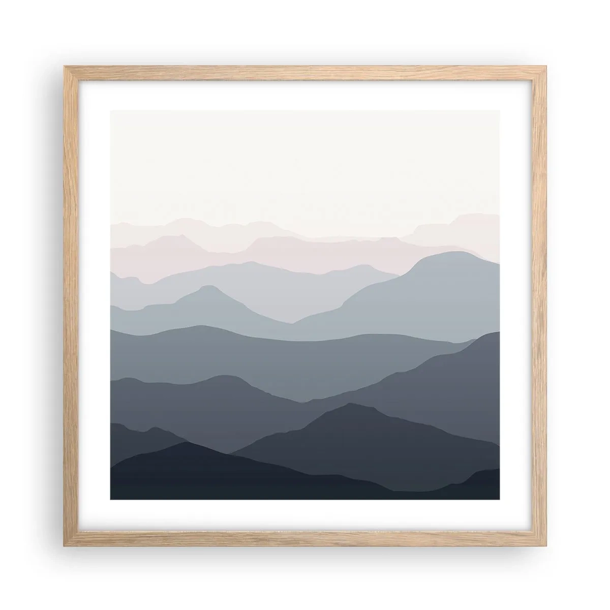 Plakat w ramie jasny dąb - Fale gór - 50x50 cm