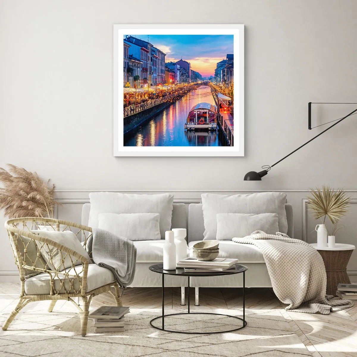 Plakat w białej ramie - Wieczór światła i zabawy - 50x50 cm