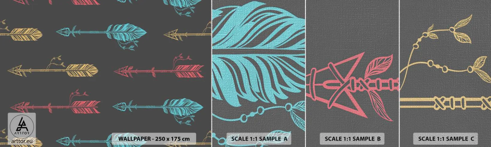 Fototapeta Próbka Premium Canvas - W ordynku - Abstrakcja, Boho, Strzała - 100x30 cm