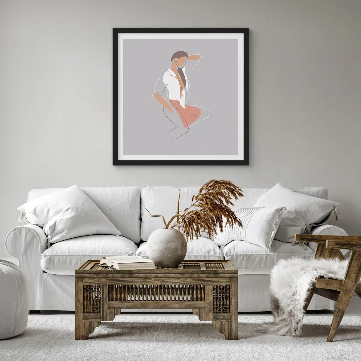 Plakat w czarnej ramie - Zarys wdzięku - 40x40 cm