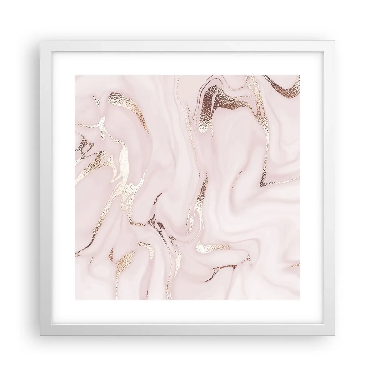 Plakat w białej ramie - W różowym szale - 40x40 cm