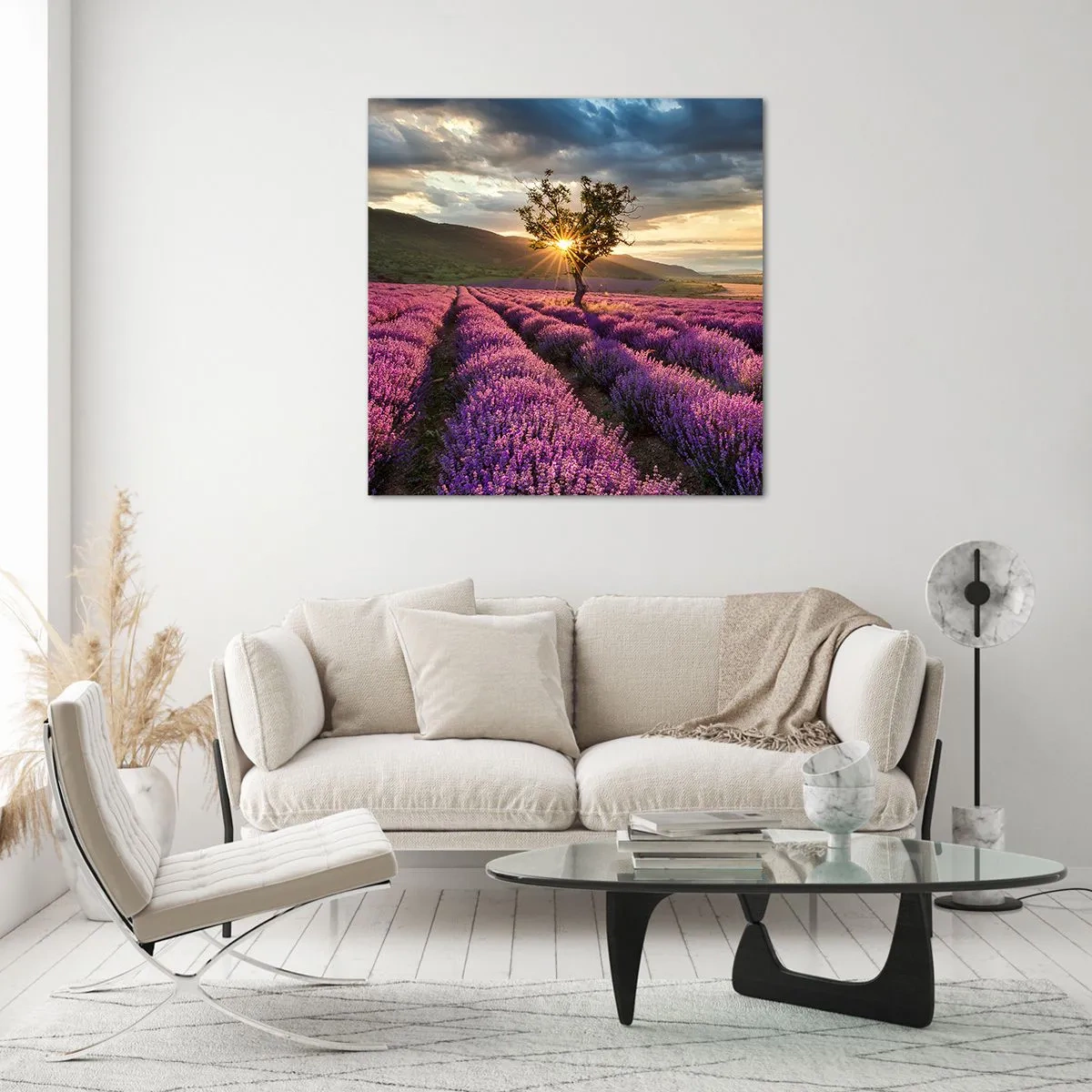 Obraz na szkle - Aromat w kolorze lila - 60x60 cm
