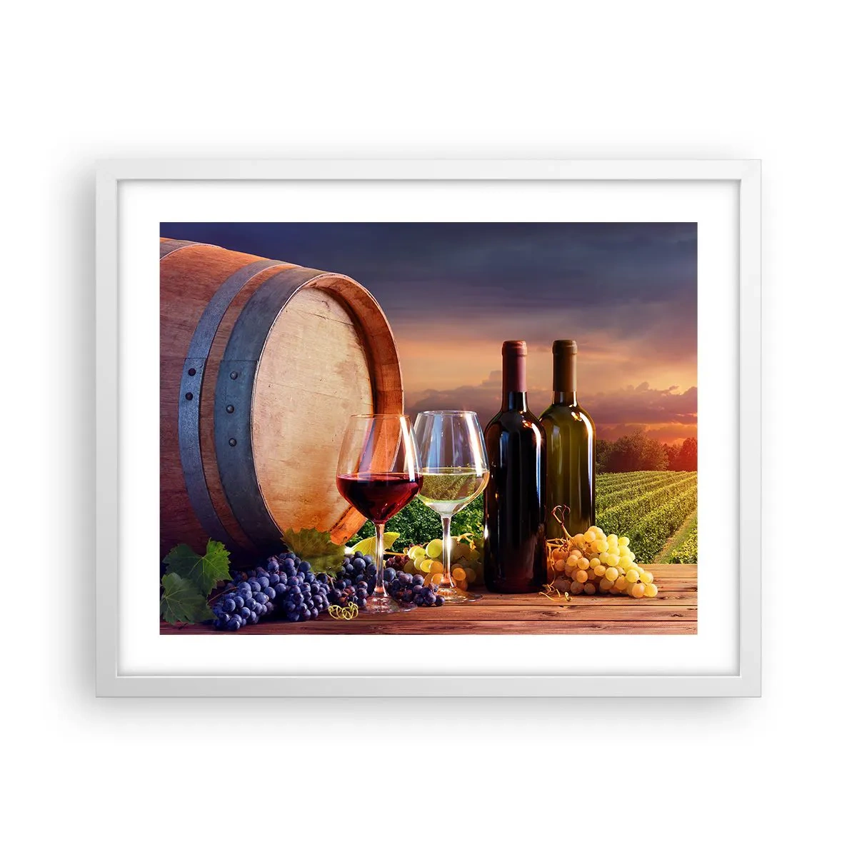 Plakat w białej ramie - Tu życie ma smak - 50x40 cm