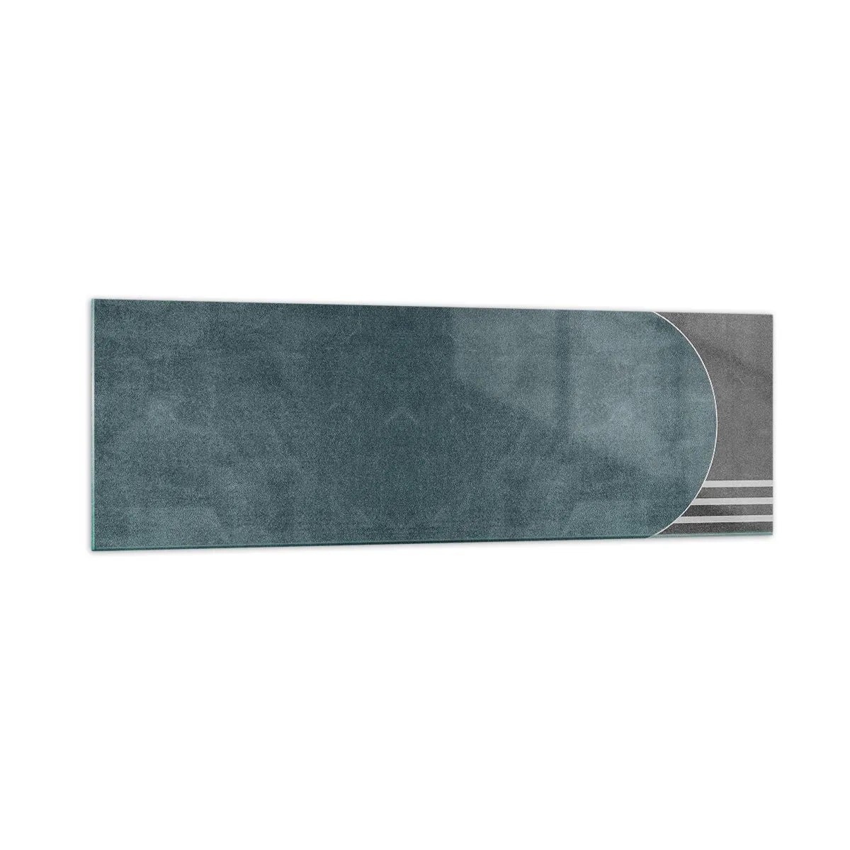 Obraz na szkle - Geometryczna abstrakcja w odcieniach szarości i zieleni - 160x50cm - Kompozycja na poziomie - Nowoczesna dekoracja ścienna do salonu i sypialni ARTTOR