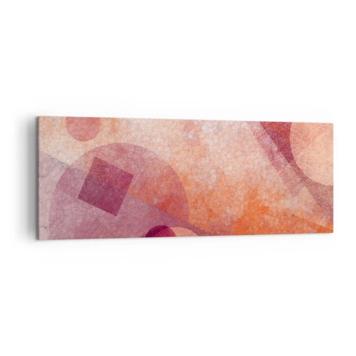 Obraz na płótnie - Abstrakcyjne kształty geometryczne w pastelowych odcieniach różu - 140x50cm - Przekształcenia geometryczne w różu - Nowoczesna dekoracja ścienna do salonu i sypialni ARTTOR