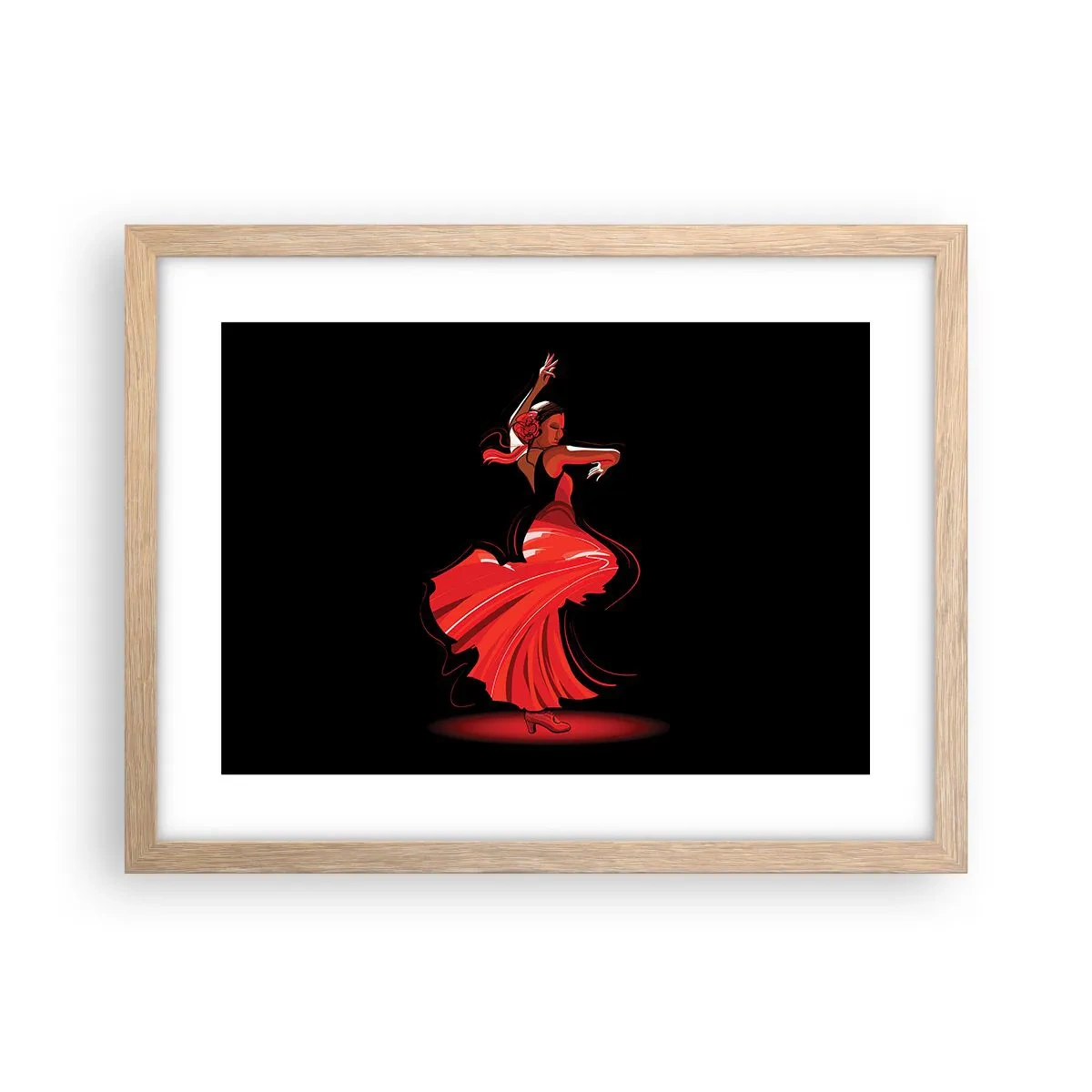 Plakat w ramie jasny dąb - Ognisty duch flamenco - 40x30 cm