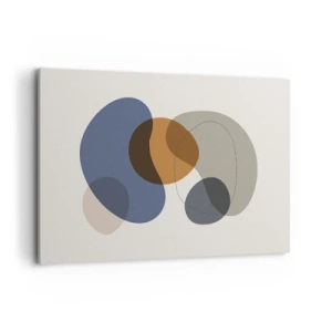 Obraz na płótnie - Abstrakcyjne kolorowe formy w odcieniach niebieskiego i brązu - 120x80cm - Krople barw - Nowoczesna dekoracja ścienna do salonu, kuchni i sypialni ARTTOR