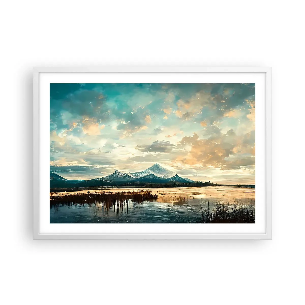 Plakat w białej ramie - Pod opieką nieba - 70x50 cm