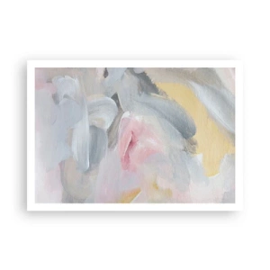 Plakat - Abstrakcyjne pastelowe pociągnięcia w odcieniach różu i szarości - 100x70cm - W pastelowym świecie - Nowoczesna dekoracja ścienna do salonu i sypialni ARTTOR