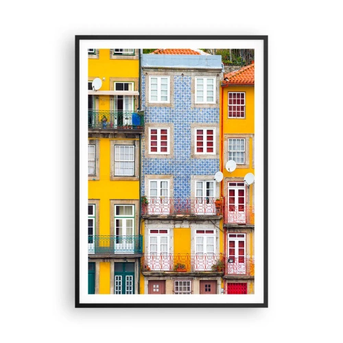 Plakat w czarnej ramie - Barwy starego miasta - 70x100 cm
