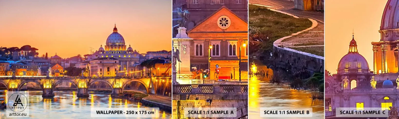 Fototapeta Próbka Standard Eco - Zmierzch nad Wiecznym Miastem - Miasto, Rzym, Architektura - 100x30 cm