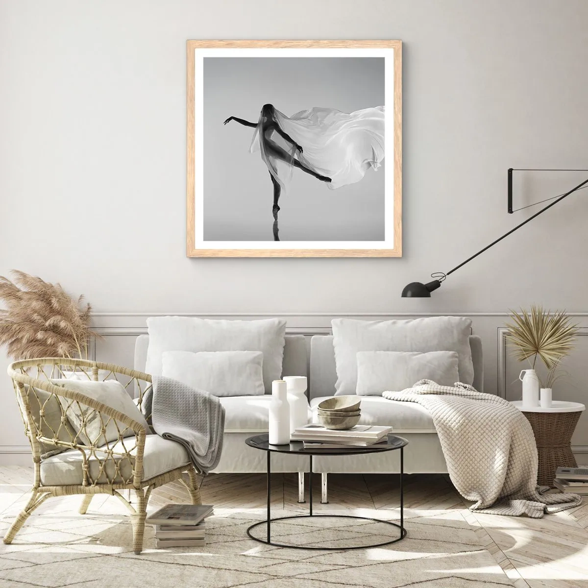 Plakat w ramie jasny dąb - Lekkość i wdzięk - 50x50 cm