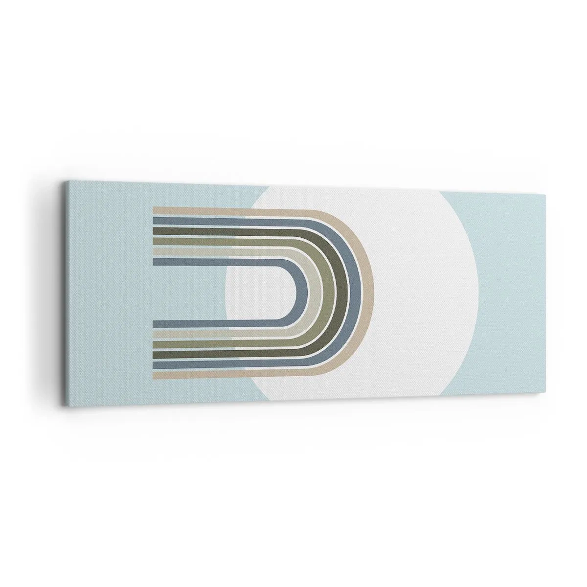Obraz na płótnie - Minimalistyczna kompozycja z okręgiem i liniami na pastelowym tle - 120x50cm - Nieodparte przyciąganie - Nowoczesna dekoracja ścienna do salonu i sypialni ARTTOR