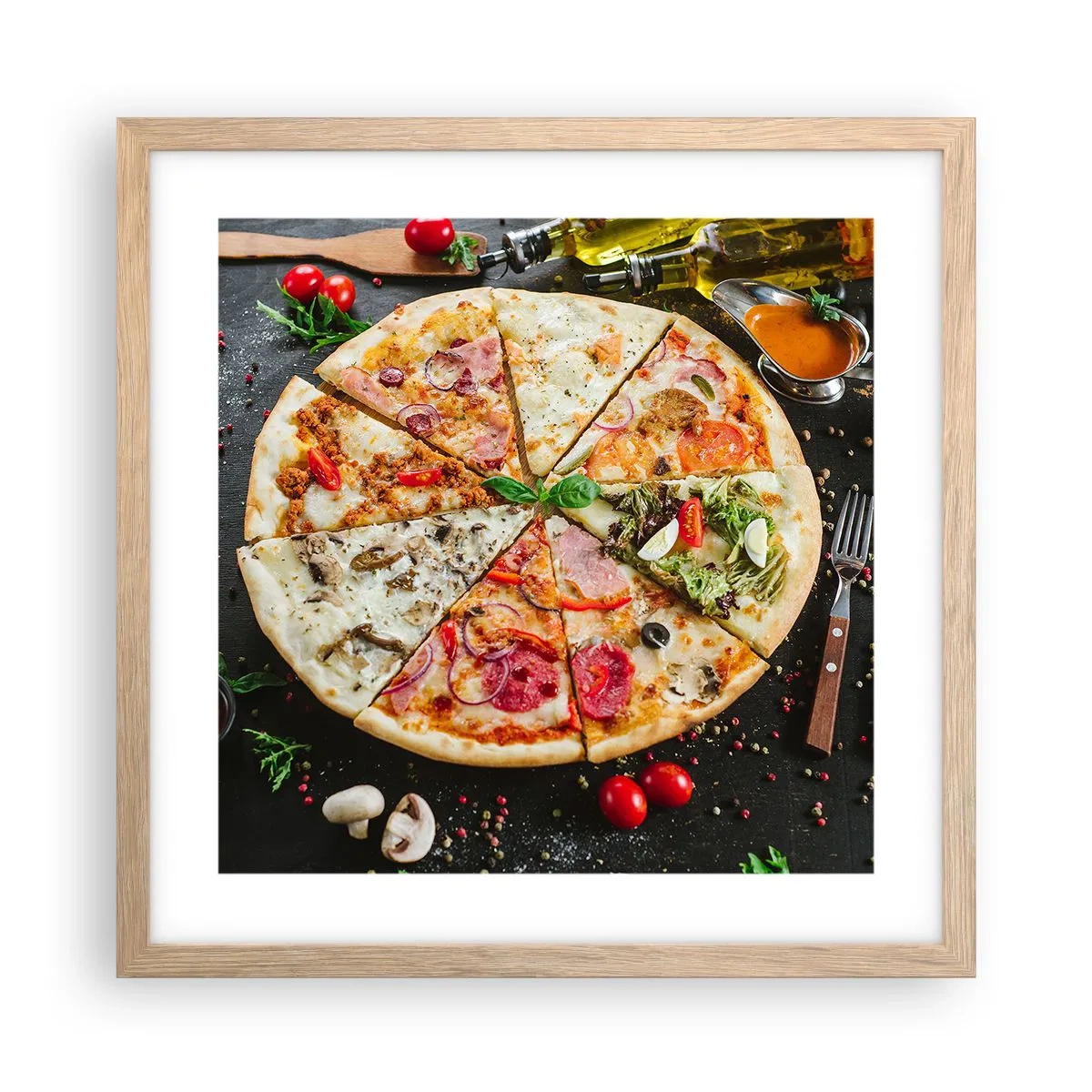 Plakat w ramie jasny dąb - Wachlarz smaków - 40x40 cm