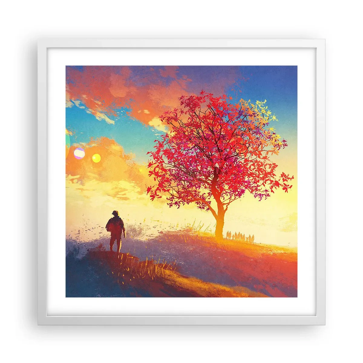 Plakat w białej ramie - Pielgrzym u celu - 50x50 cm