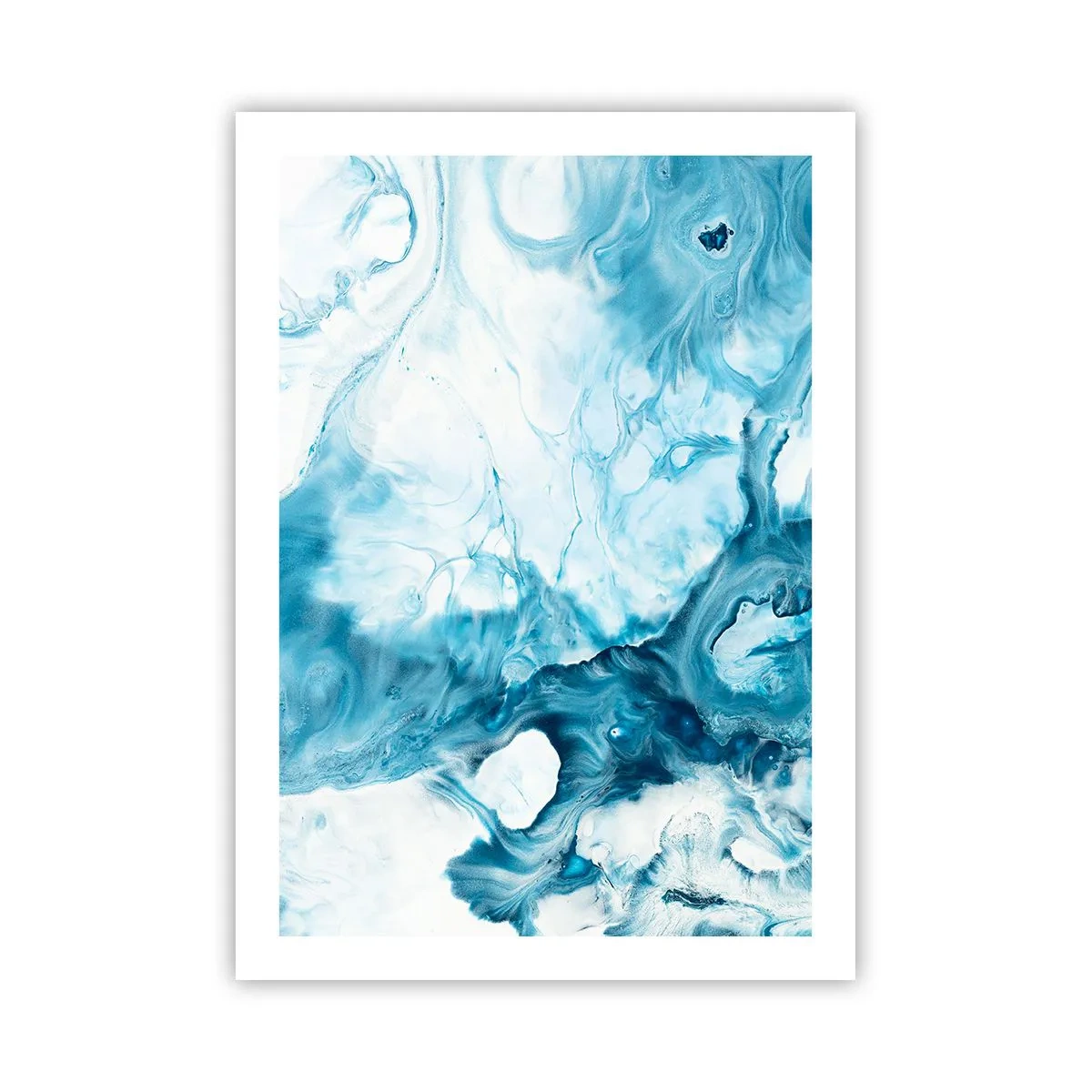 Plakat - Abstrakcyjna kompozycja w odcieniach błękitu i bieli - 50x70cm - Koncert błękitu - Nowoczesna dekoracja ścienna do salonu, kuchni i sypialni ARTTOR