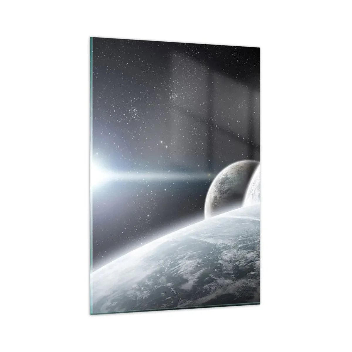 Obraz na szkle - Planety w kosmosie na tle gwiazd i galaktyk - 80x120cm - Kosmiczna muzyka sfer - Nowoczesna dekoracja ścienna do salonu i sypialni ARTTOR