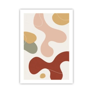 Plakat - Abstrakcyjna kompozycja w ciepłych pastelowych odcieniach - 50x70cm - Esy czy floresy? - Nowoczesna dekoracja ścienna do salonu, kuchni i sypialni ARTTOR