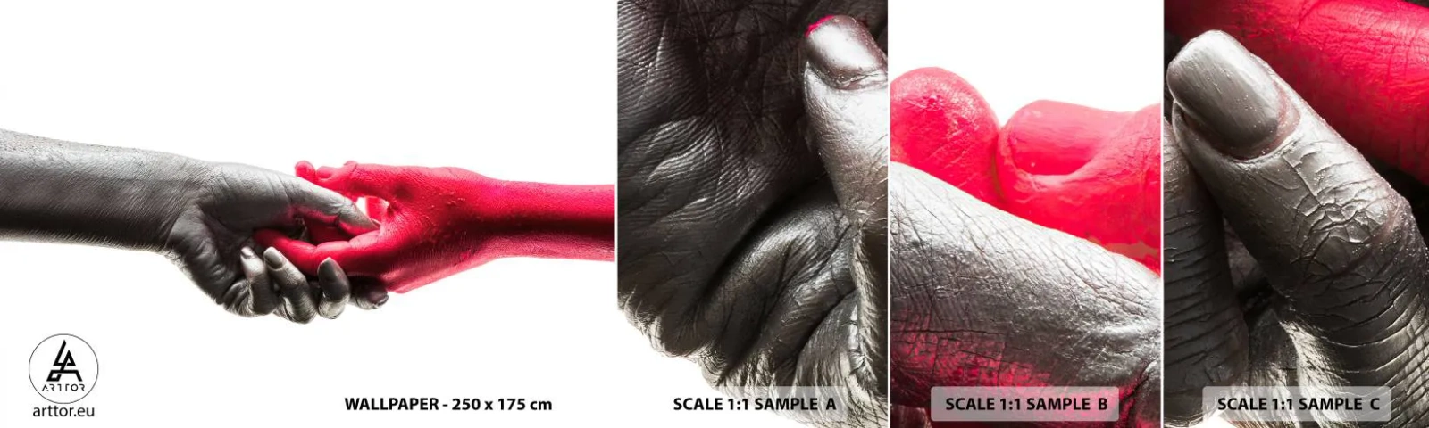 Fototapeta Próbka Samoprzylepna Deluxe Sticker - Razem, choć inni - Ludzkie Dłonie, Ręka, Abstrakcja - 100x30 cm