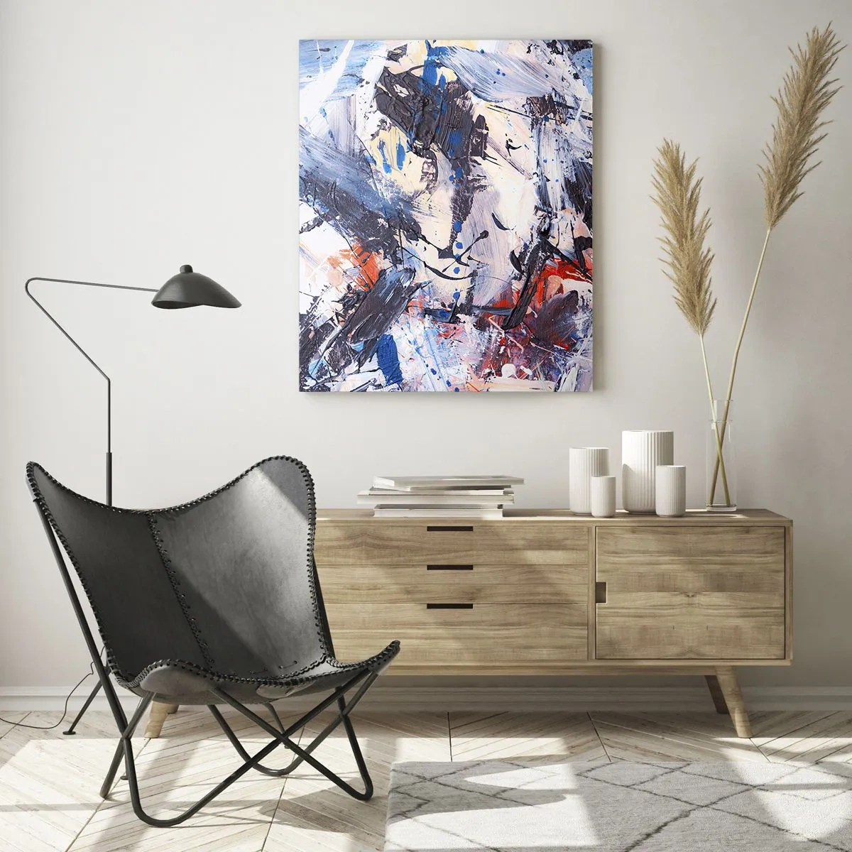 Obraz na szkle - Abstrakcyjne malowidło w intensywnych kolorach - 50x70cm - Szalony taniec abstrakcji - Nowoczesna dekoracja ścienna do salonu, kuchni i sypialni ARTTOR