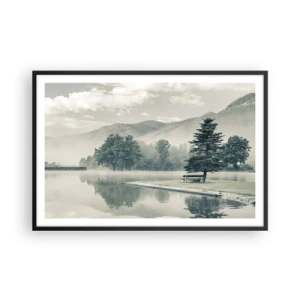 Plakat w czarnej ramie - Jezioro jeszcze śpi - 91x61 cm