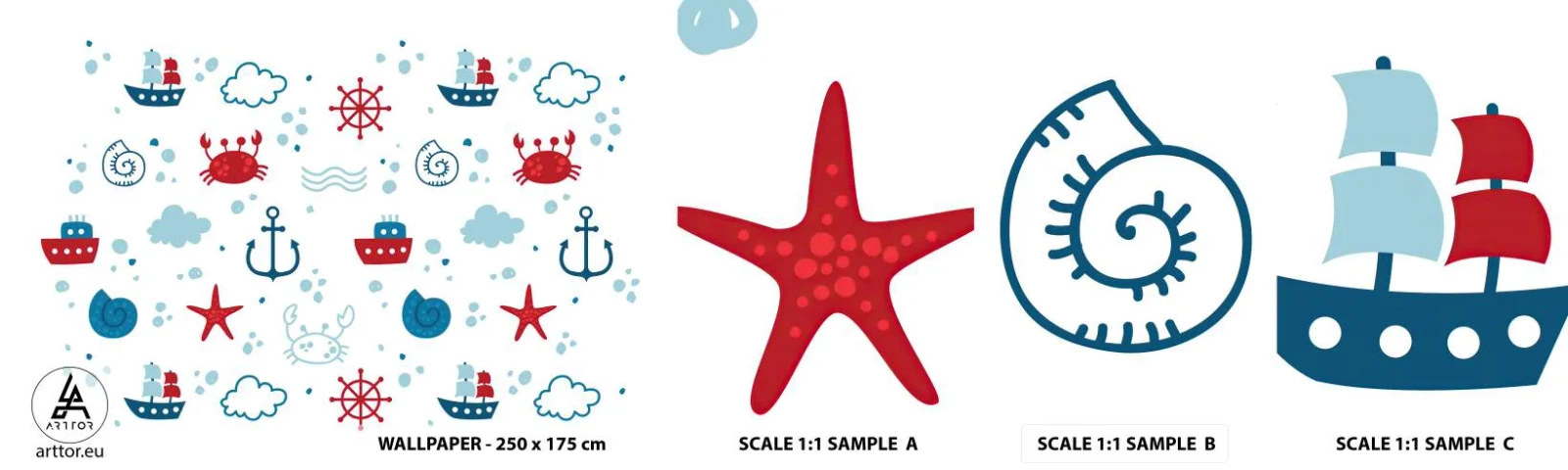 Fototapeta Próbka Samoprzylepna Deluxe Sticker - Morska bajka - Żeglarstwo, Marynistyczne, Kotwica - 100x30 cm