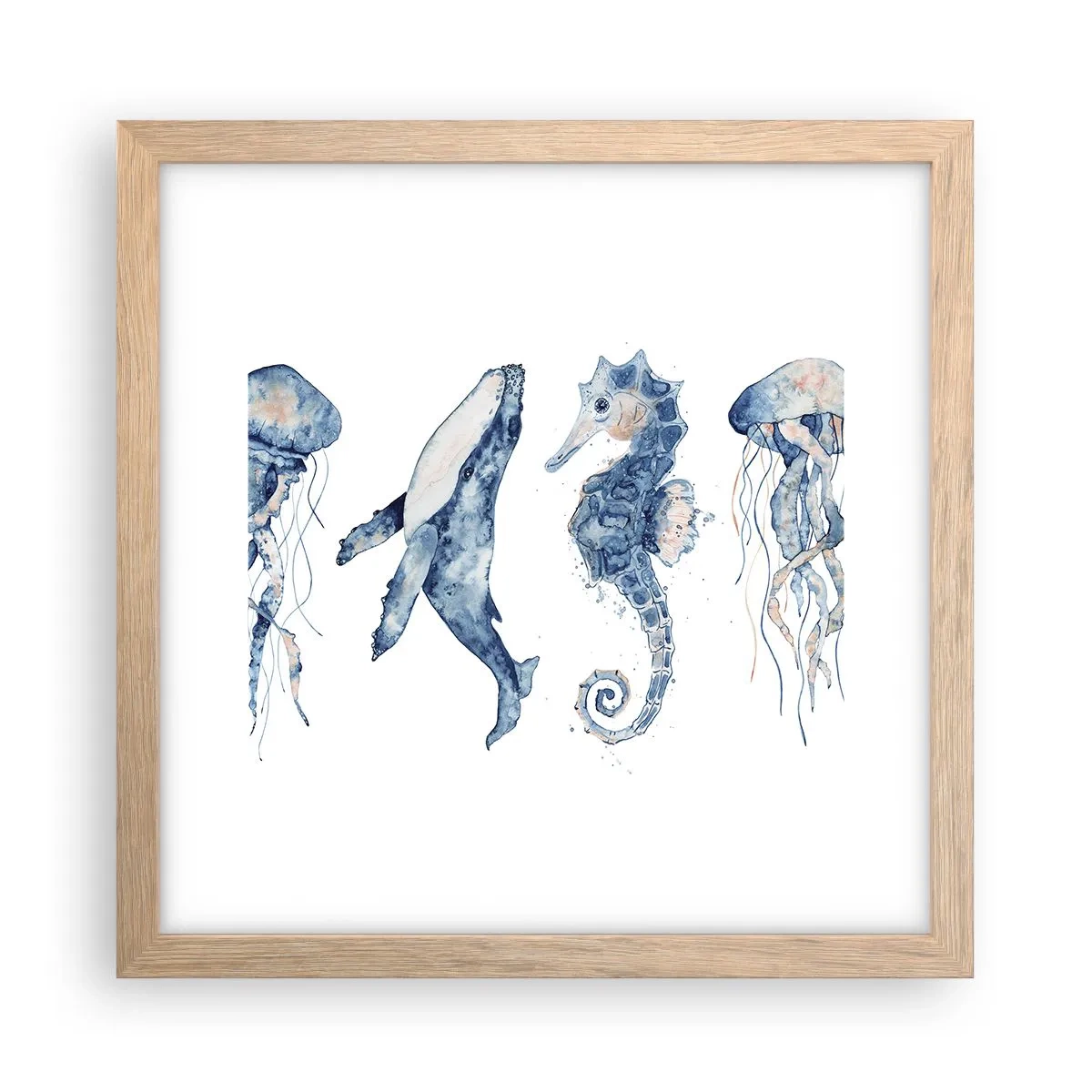 Plakat w ramie jasny dąb - Morskie dziwy - 30x30 cm