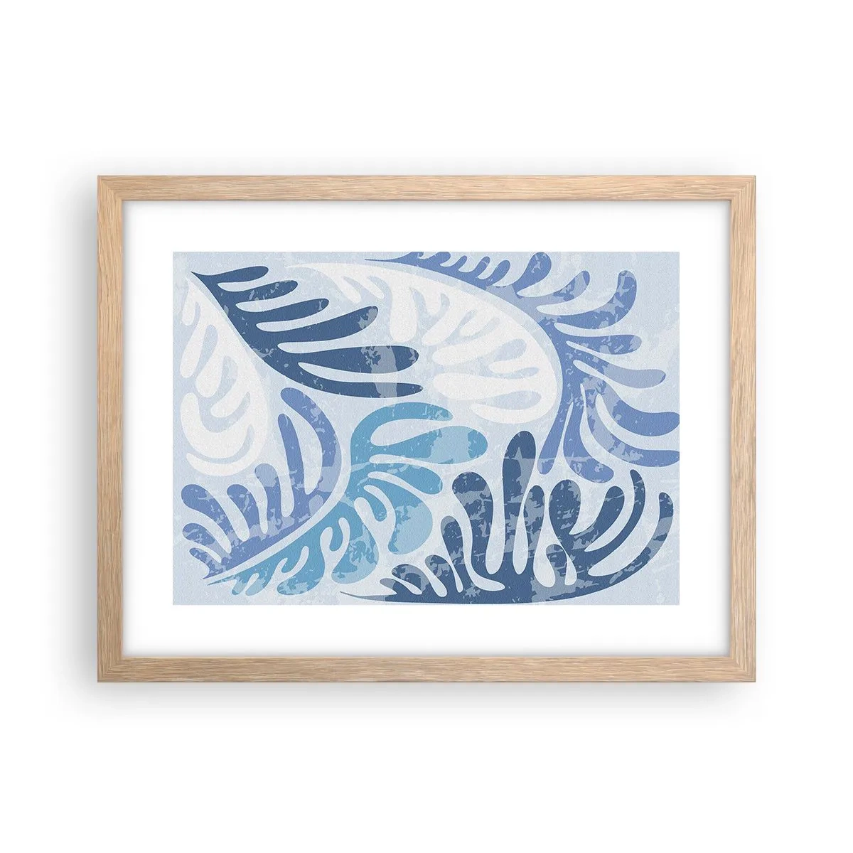 Plakat w ramie jasny dąb - Błękitne paprocie - 40x30 cm