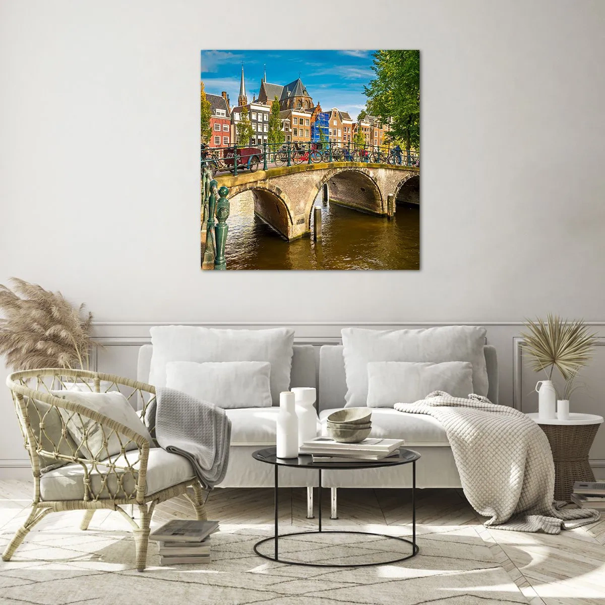 Obraz na szkle - Wiosna nad kanałem - 50x50 cm
