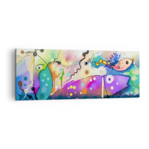 Obraz na płótnie - Abstrakcyjne ryby w kolorowej, surrealistycznej kompozycji - 140x50cm - Brak słów! - Nowoczesna dekoracja ścienna do salonu i sypialni ARTTOR