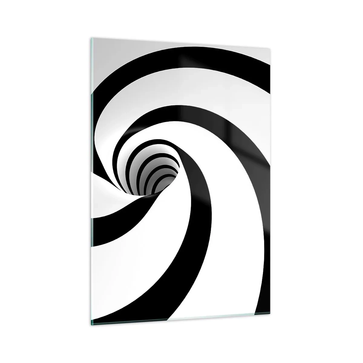 Obraz na szkle - Hipnotyczny wzór spirali w czerni i bieli - 50x70cm - Poddać się wirowi? - Nowoczesna dekoracja ścienna do salonu, kuchni i sypialni ARTTOR