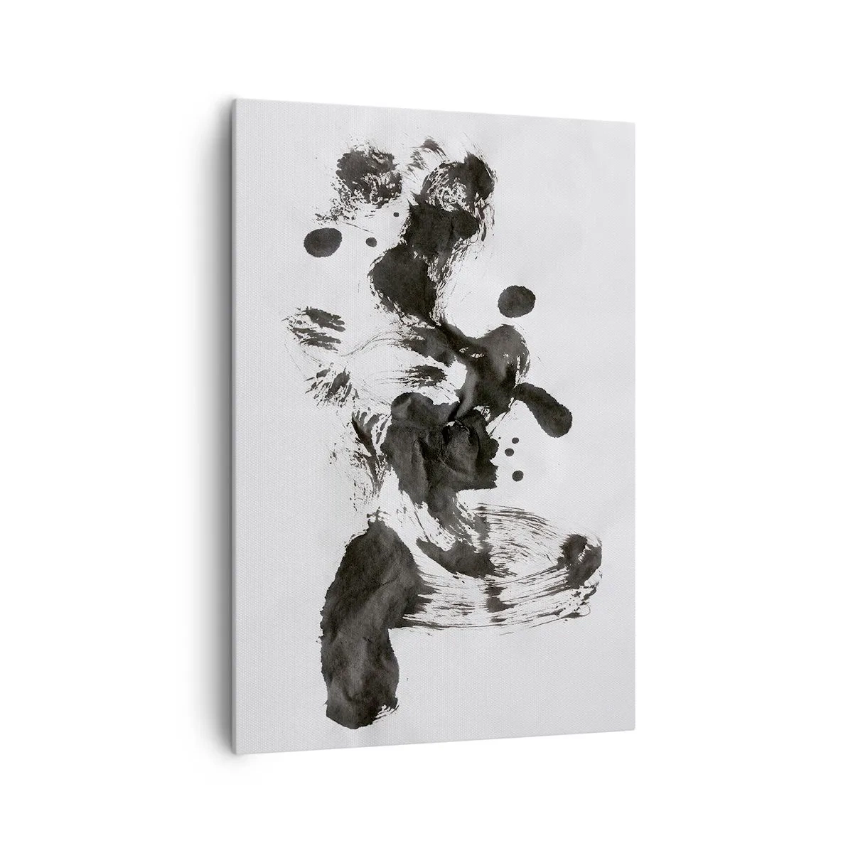 Obraz na płótnie - Abstrakcyjna kompozycja czarnych plam na białym tle - 70x100cm - W szaleństwie metoda? - Nowoczesna dekoracja ścienna do salonu i sypialni ARTTOR