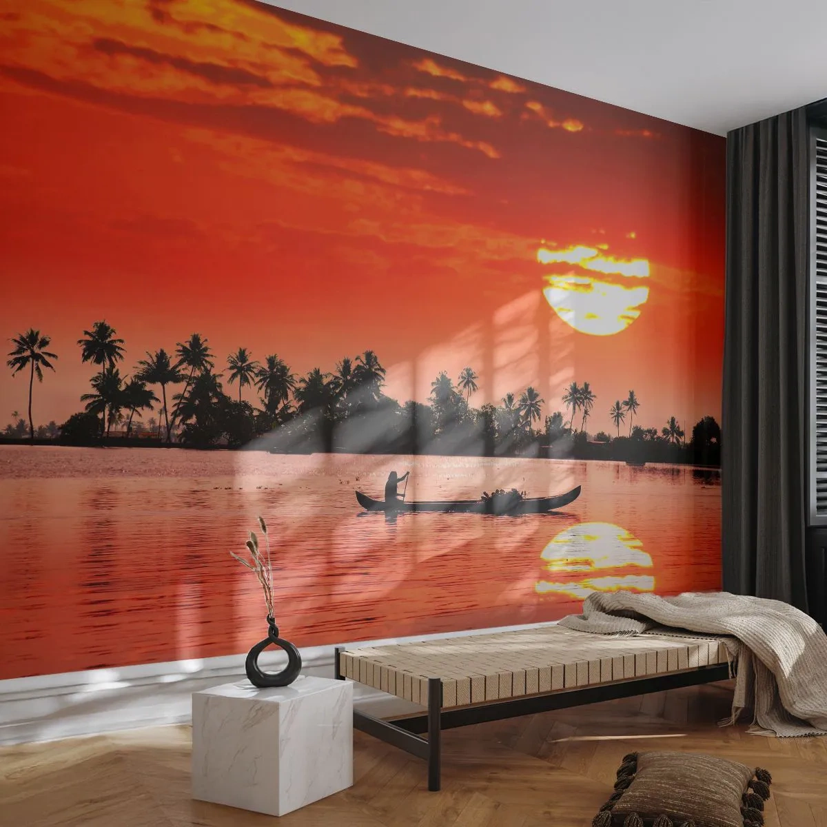Fototapeta Samoprzylepna Deluxe Sticker - Spokój tropików o zachodzie - Krajobraz, Indie, Zachód Słońca - 250x175 cm