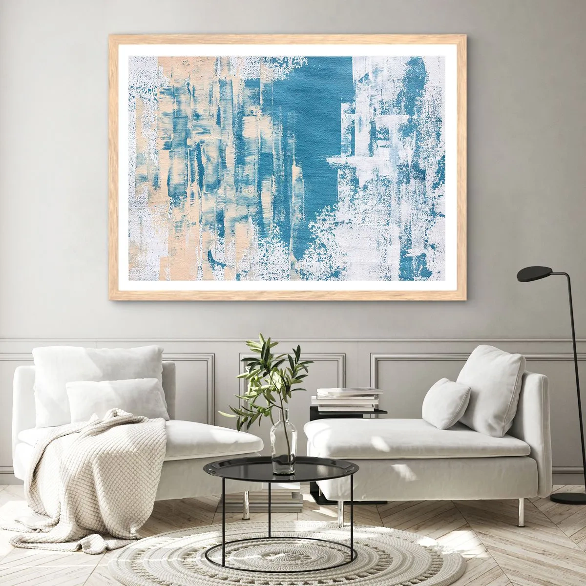 Plakat w ramie jasny dąb - Przez lodowy sopel - 100x70 cm