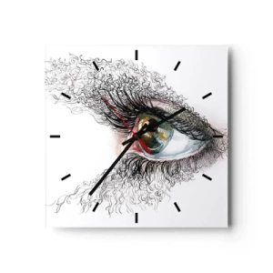 Zegar ścienny - Artystyczne oko z żółto-zieloną tęczówką i misternymi detalami - 30x30cm - Zajrzyj wprost do duszy - Nowoczesna dekoracja ścienna do salonu i sypialni ARTTOR