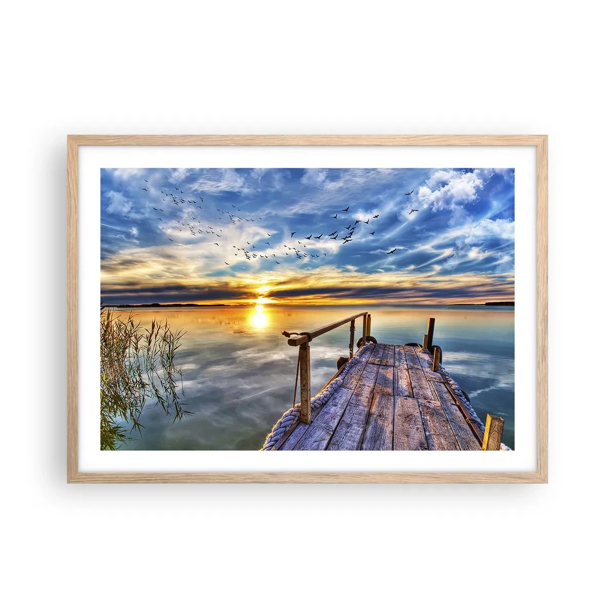 Plakat w ramie jasny dąb - Wiatr idzie na spoczynek - 70x50 cm