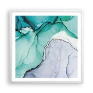 Plakat w białej ramie - Studium w turkusie - 60x60 cm