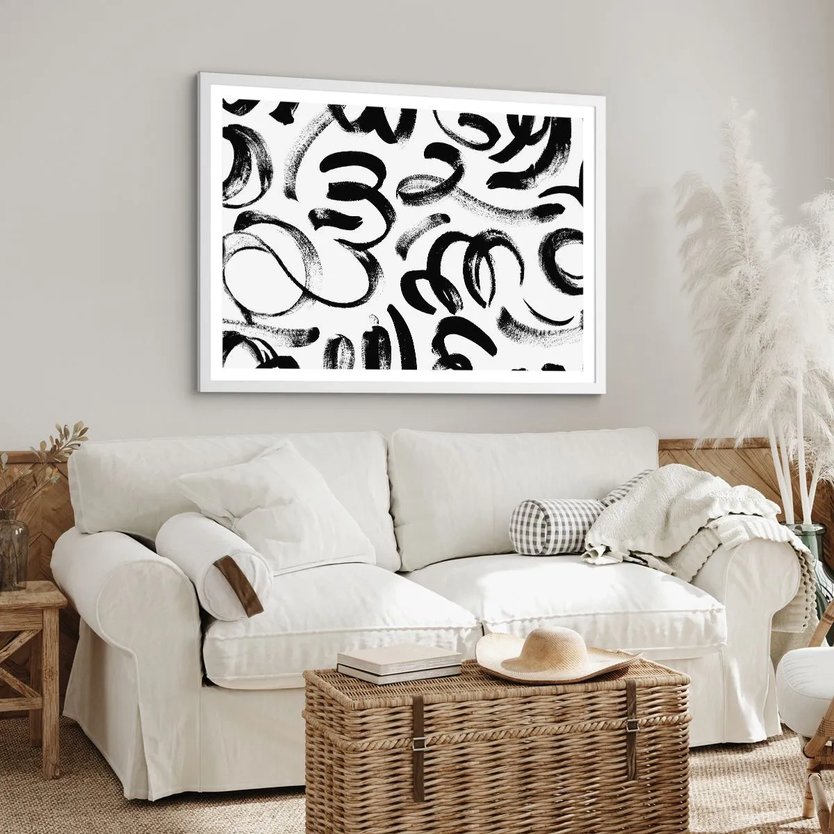 Plakat w białej ramie - Czarno na białym - 100x70 cm