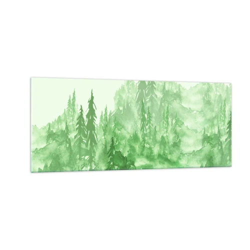 Obraz na szkle - Rozmyty zieloną mgłą - 100x40 cm