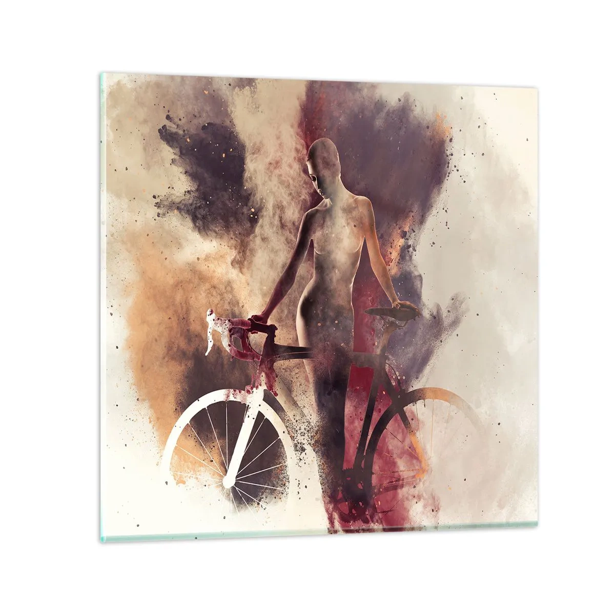 Obraz na szkle - W marmurowych kształtach rowerowa dusza - 60x60 cm