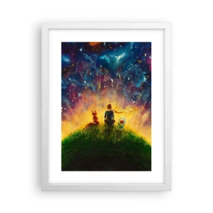 Plakat w białej ramie - Miłość i przyjaźń - cały świat - 30x40 cm