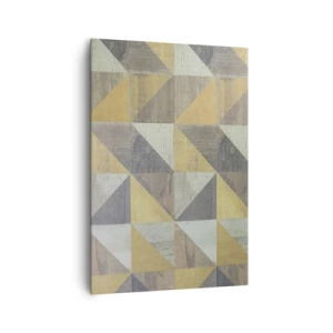 Obraz na płótnie - Geometryczna kompozycja trójkątów w odcieniach ziemi - 70x100cm - Pod kątem trójkąta - Nowoczesna dekoracja ścienna do salonu i sypialni ARTTOR