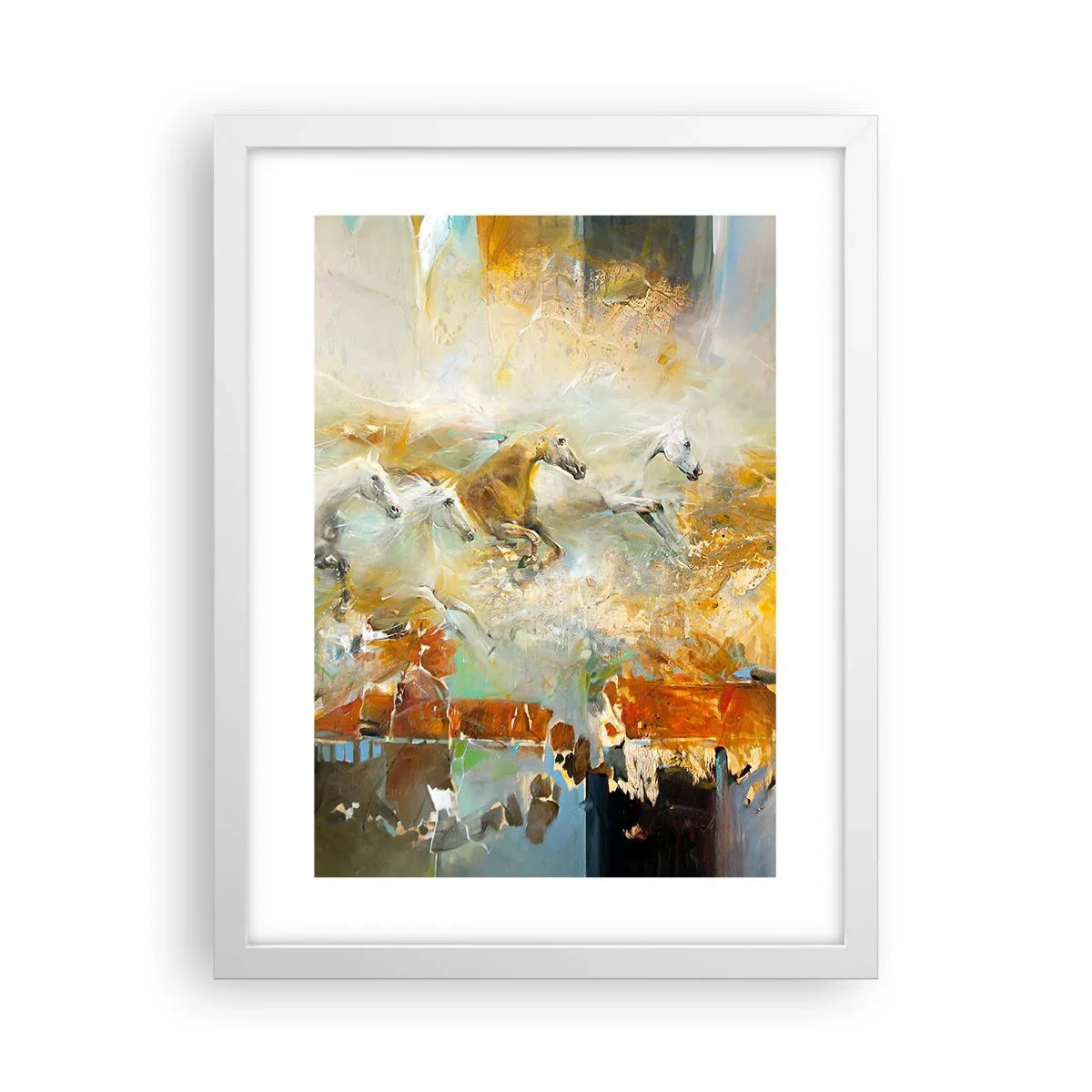 Plakat w białej ramie - Galopem przez światło - 30x40 cm