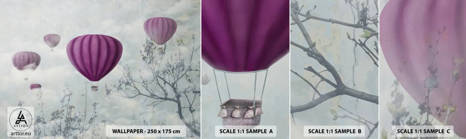 Fototapeta Próbka Samoprzylepna Deluxe Sticker - Jak statki na niebie - Abstrakcja, Lot Balonem, Grafika - 100x30 cm