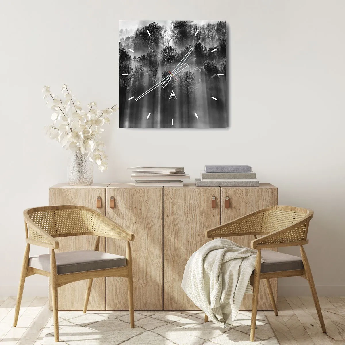 Zegar ścienny - W strumieniach światła - 40x40 cm