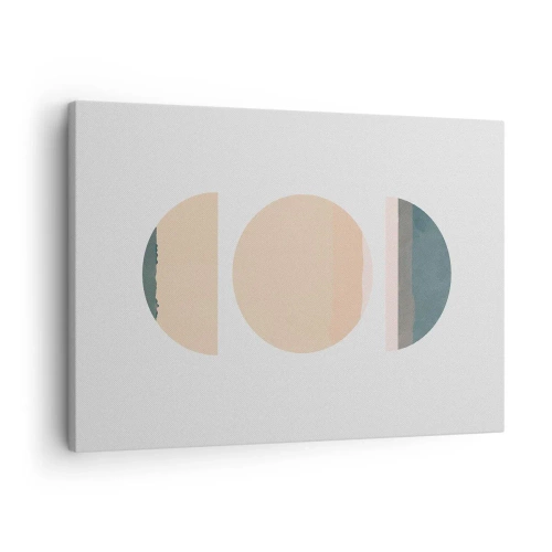 Obraz na płótnie - Abstrakcyjne kształty geometryczne w pastelowych kolorach - 70x50cm - Koło za kołem - Nowoczesna dekoracja ścienna do salonu i sypialni ARTTOR