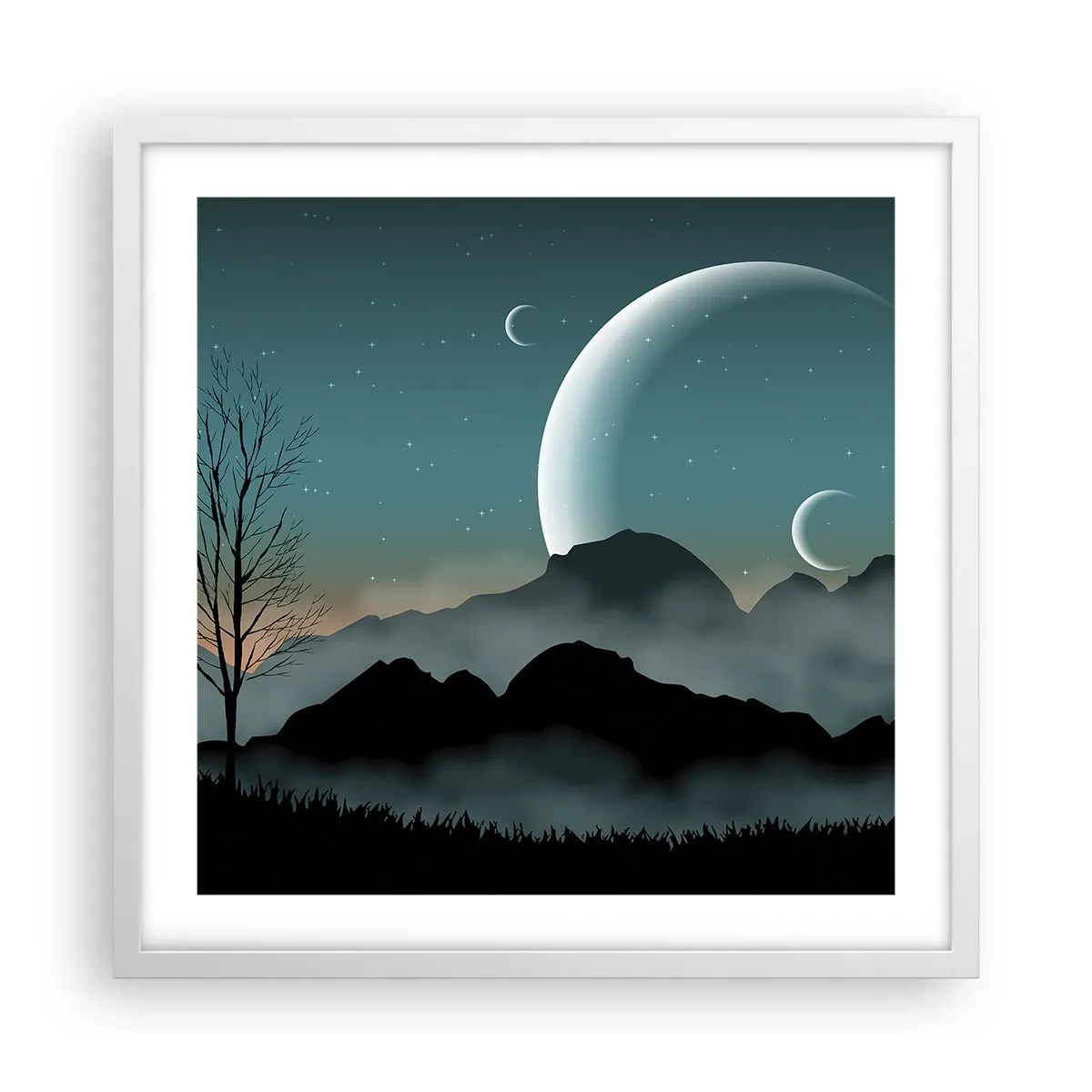 Plakat w białej ramie - Karnawał gwiaździstej nocy - 50x50 cm