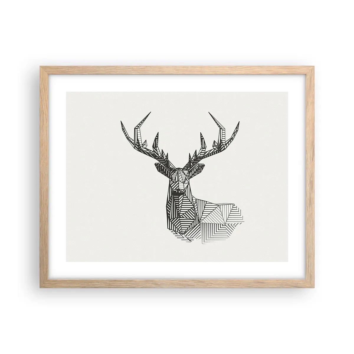 Plakat w ramie jasny dąb - Jeleń w kubistycznym stylu - 50x40 cm