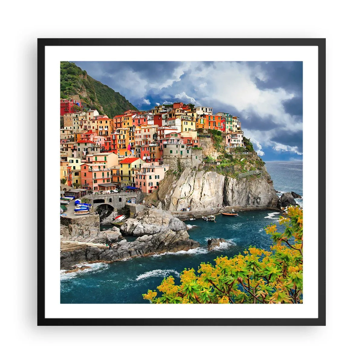 Plakat w czarnej ramie - Gromadka przytulona do skał - 60x60 cm